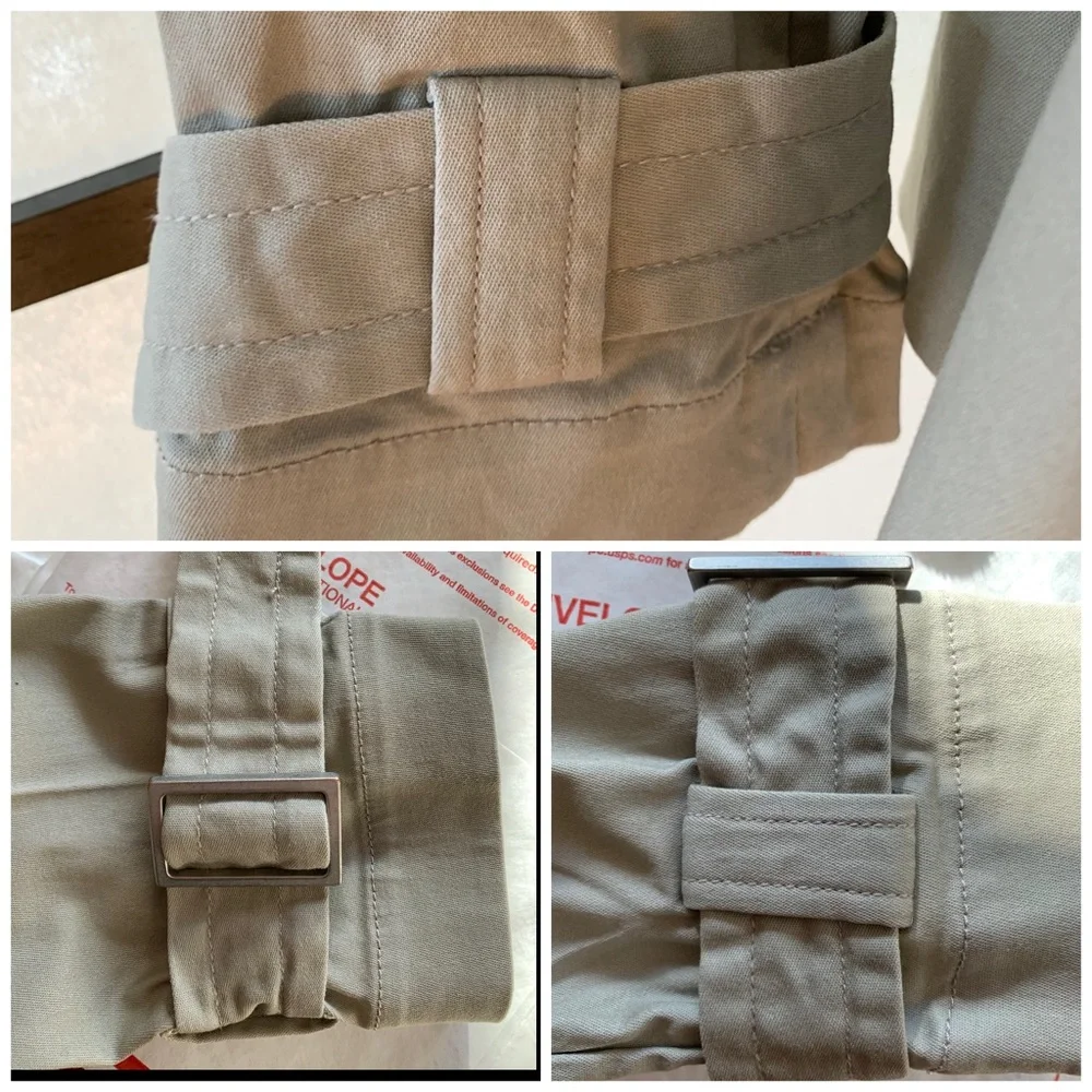 Joan Rivers (QVC) Double Breasted Short Trench Coat ~ Khaki Cotton ~ Size M - Picture 14 of 16